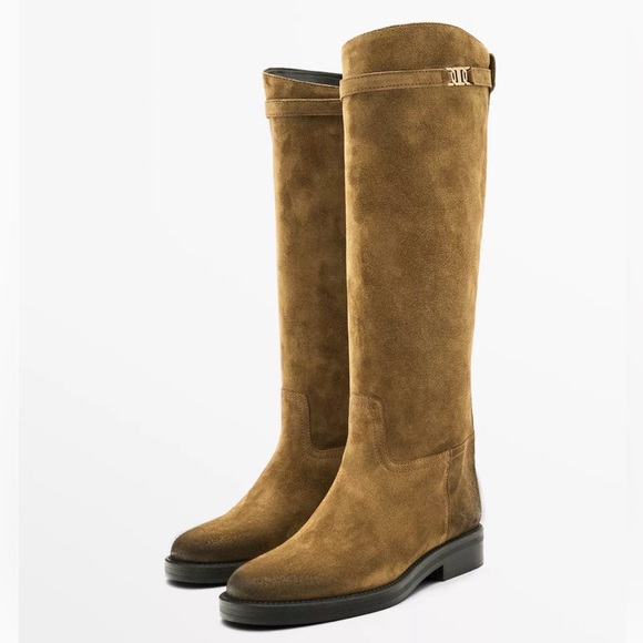 Massimo Dutti OILED SPLIT SUEDE RIDING BOOTS - Picture 2 of 5